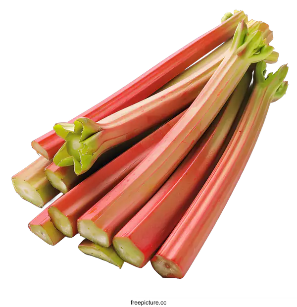 [Transparent Background PNG]Fresh Rhubarb Stalks on White Background