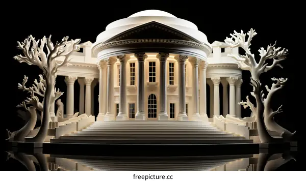 A 3D rendering of the White House made of paper
