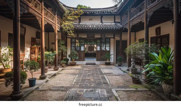 Courtyard of a traditional chinese courtyard house