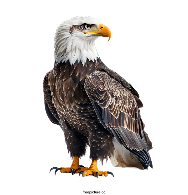 [Transparent Background PNG]Bald Eagle Standing on White Background