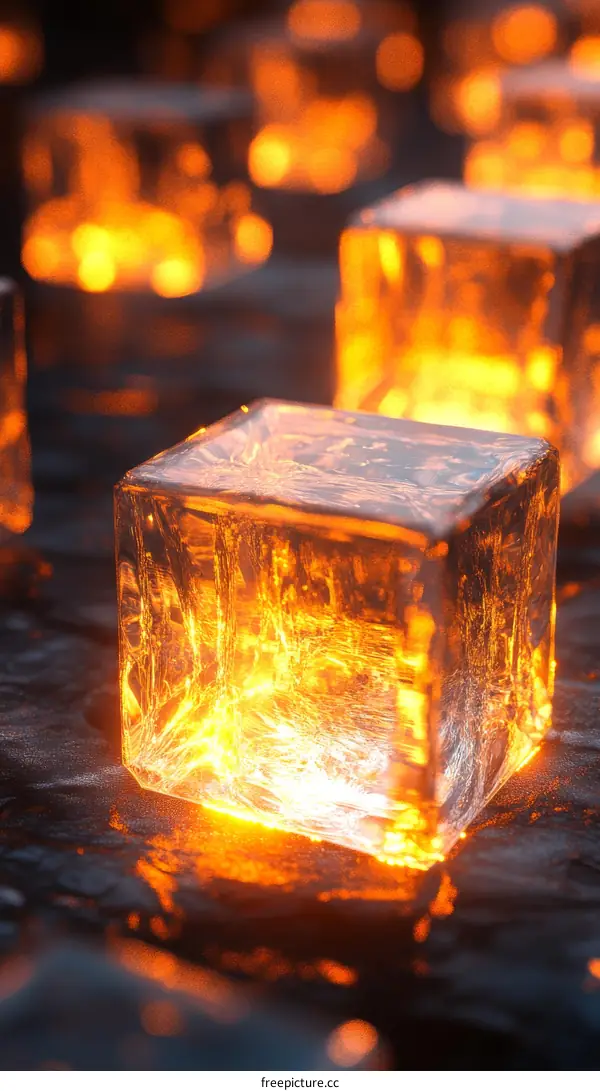 Burning Ice Cubes Abstract Illustration
