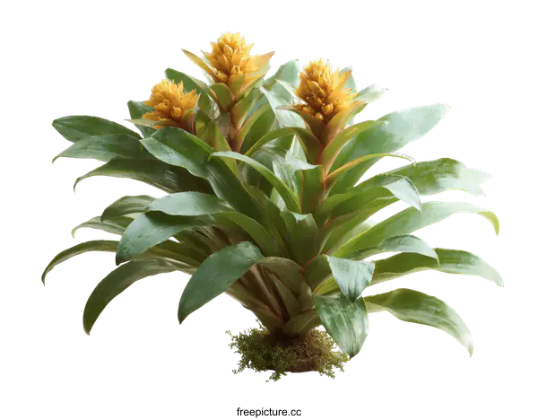[Transparent Background PNG]Beautiful Bromeliad Plant with Yellow Flowers