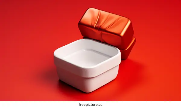 Open Red and White Plastic Container