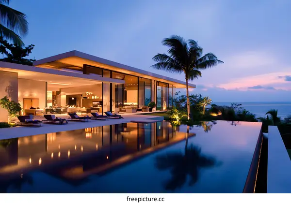 Modern Minimalist Luxury Villa with Infinity Pool and Ocean View