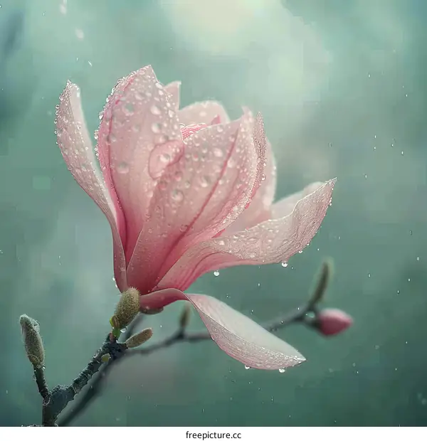 Magnolia Flower with Dew Drops