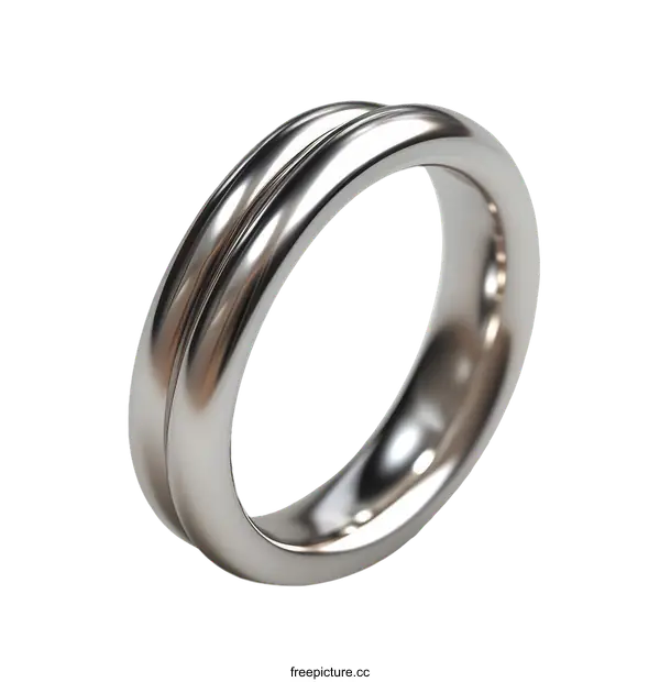 [Transparent Background PNG]Modern Silver Wedding Ring Design
