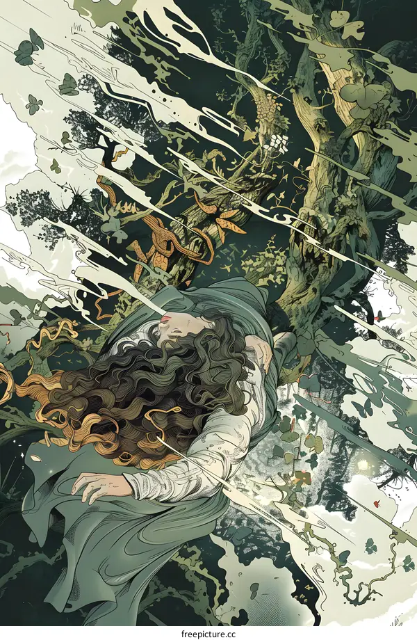 Woman in the Forest Illustration