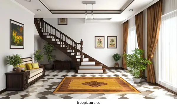 Elegant Interior Staircase Foyer Design