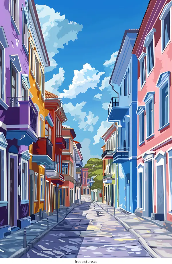 Colorful Buildings on a Sunny Day in a European City