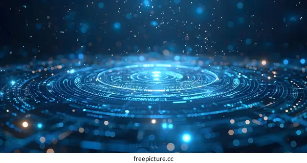 Blue technology background with glowing circle