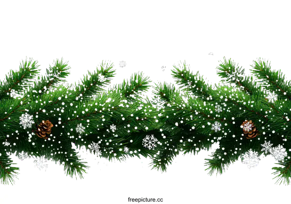 [Transparent Background PNG]Christmas Fir Branches with Snowflakes and Pinecones
