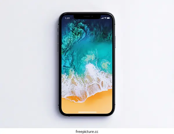 Smartphone with Ocean Beach Wallpaper