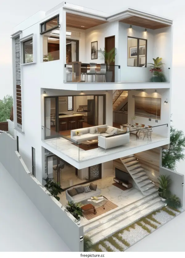 Modern Two-Story House Design Illustration