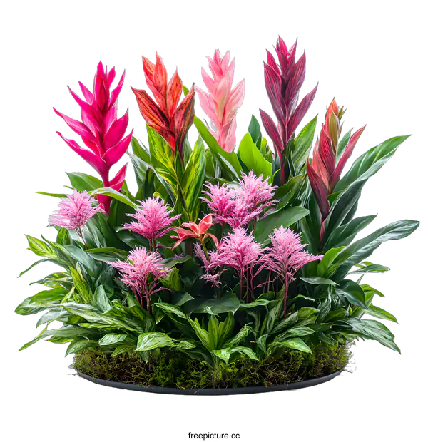 [Transparent Background PNG]Colorful Tropical Plants In A Pot