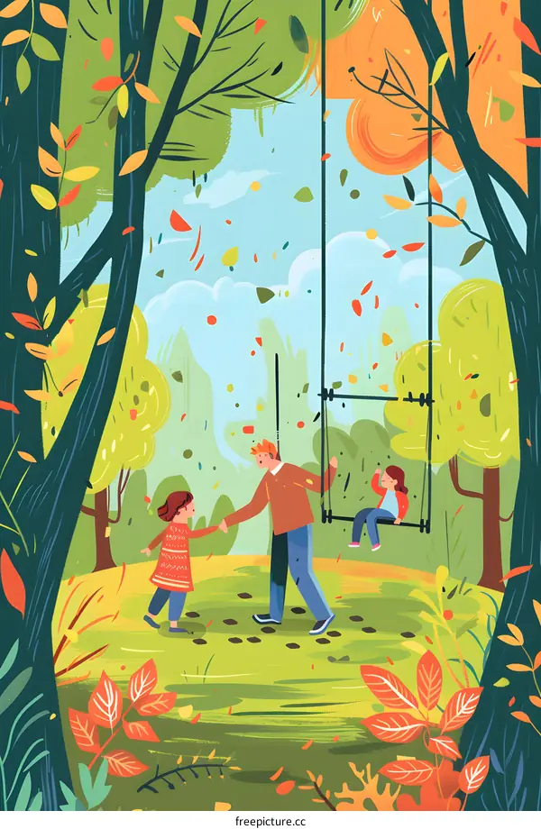 Family Enjoying Autumn Day In The Park