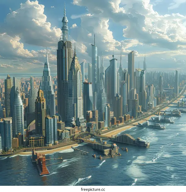 Futuristic Cityscape Aerial View