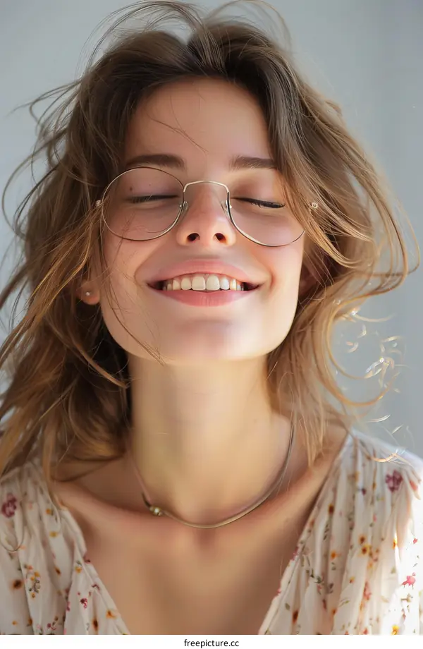Close Up Portrait of a Caucasian Woman with Glasses
