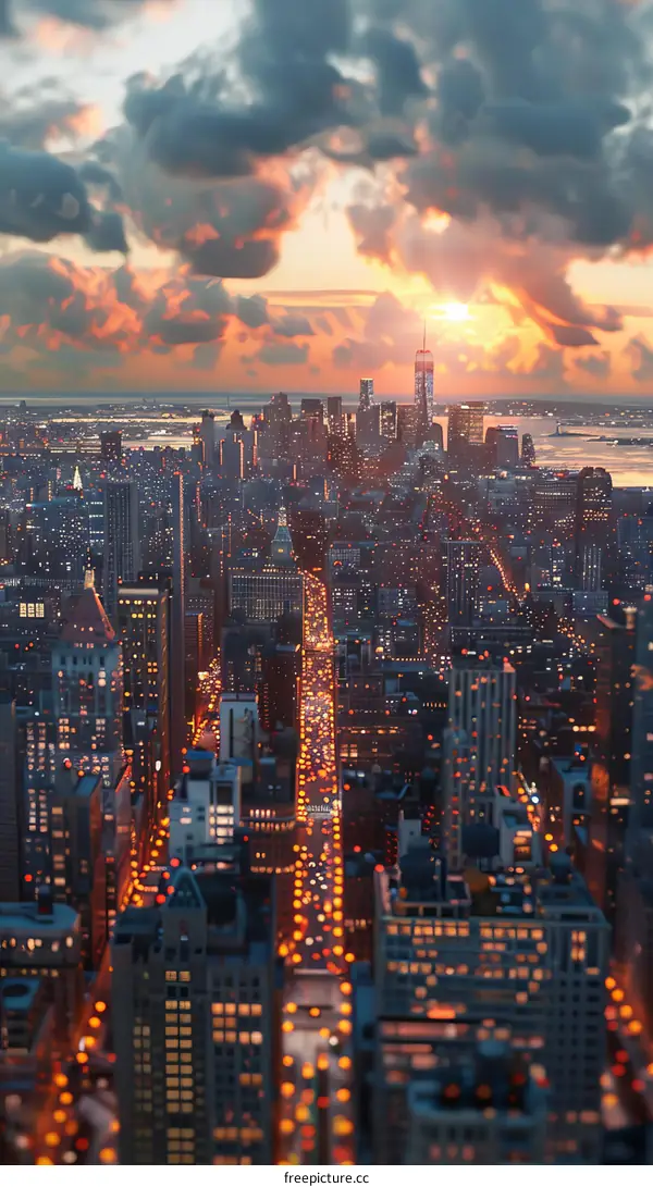 NYC Skyline Aglow Sunset