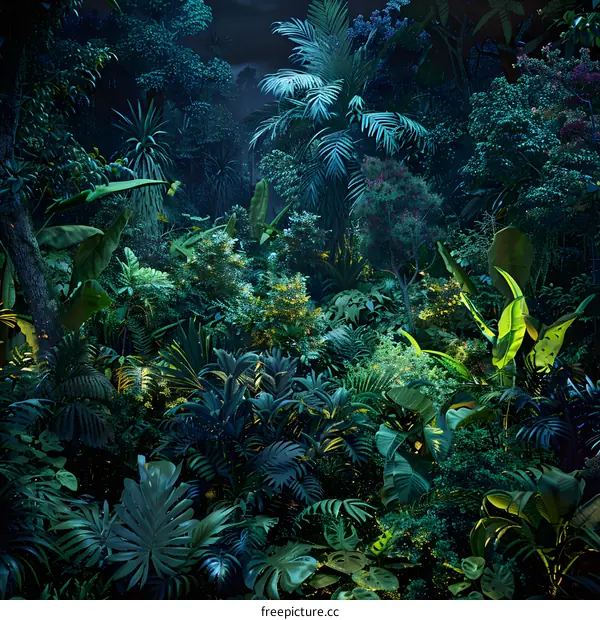 Tropical Rainforest Night Background