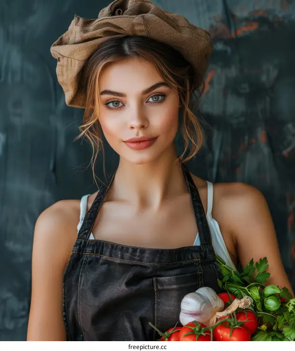 Young Woman Holding Fresh Vegetables