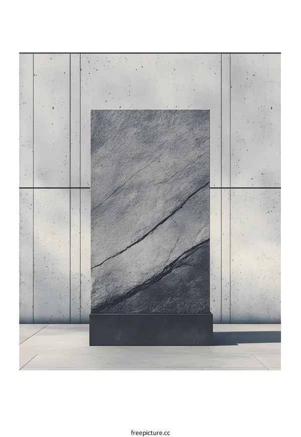 Modern Minimalist Concrete Wall and Stone Block