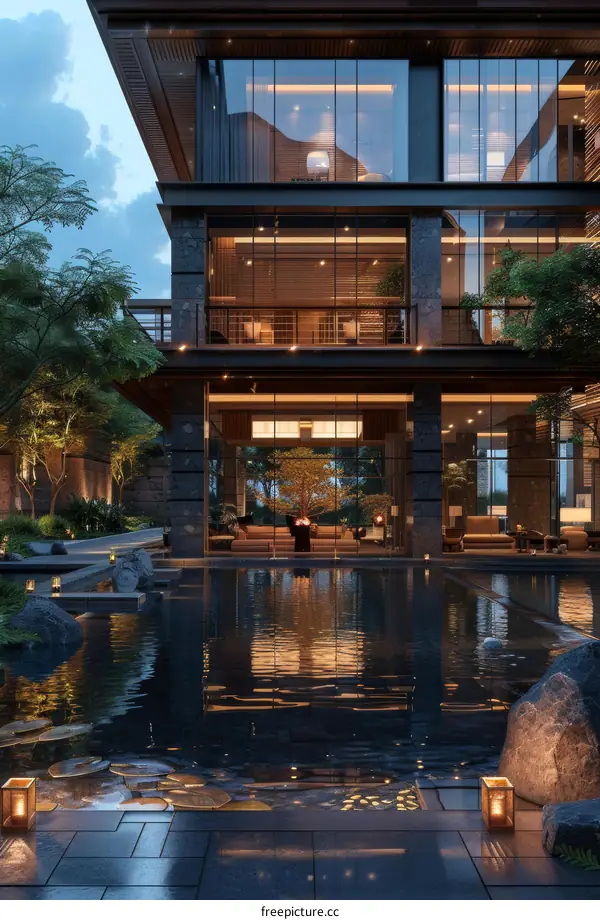 Modern Luxury Villa with Courtyard Pool and Garden