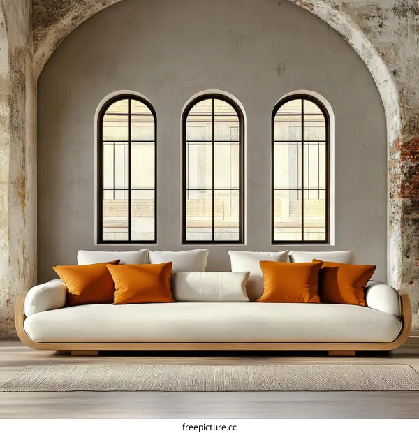 Modern Minimalist Sofa in a Stylish Loft Living Room