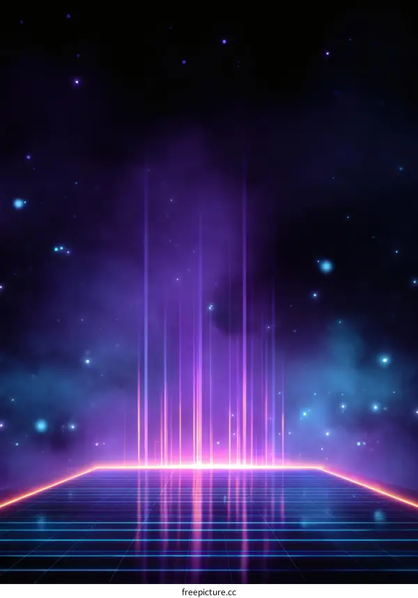 Retro Futuristic Neon Stage Background