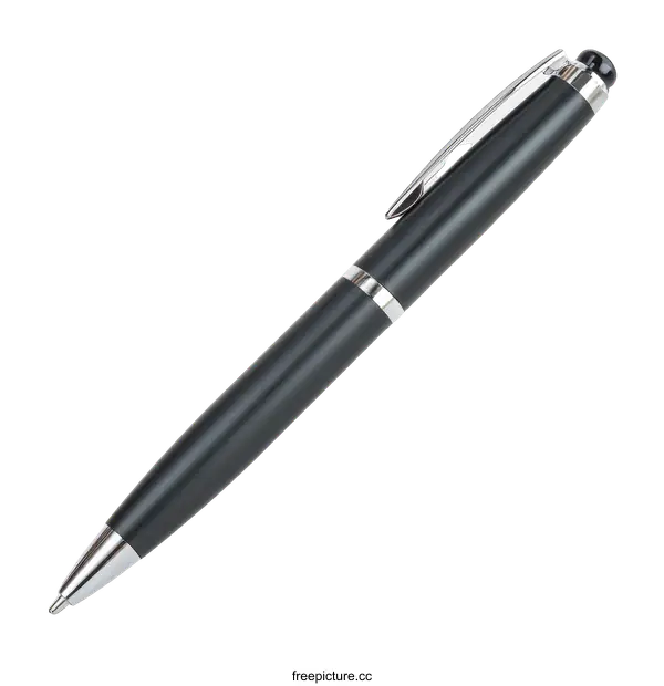 [Transparent Background PNG]Modern Dark Gray Ballpoint Pen Close-up