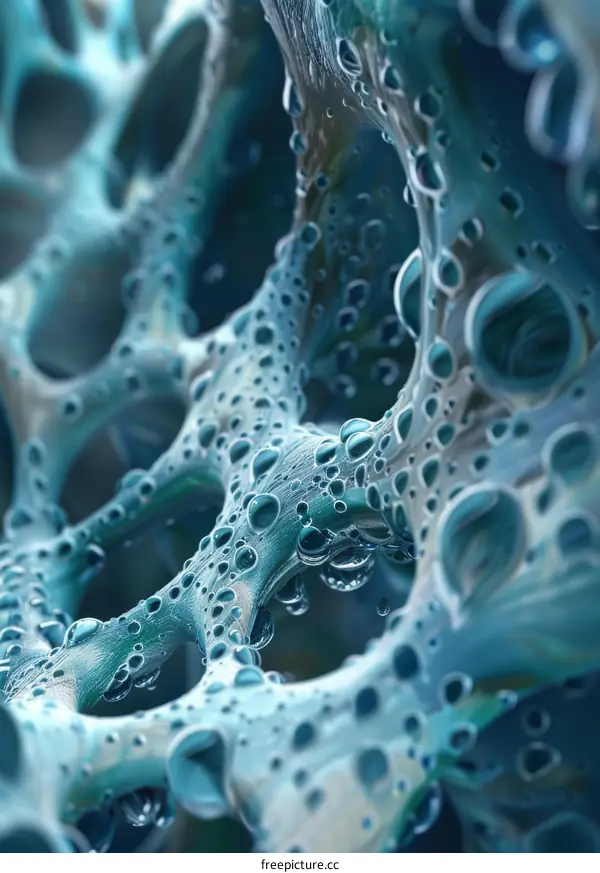 Complex Organic Structure With Dew Drops