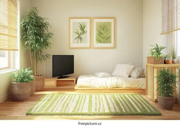 Modern Minimalist Small Room Interior Design with Plants