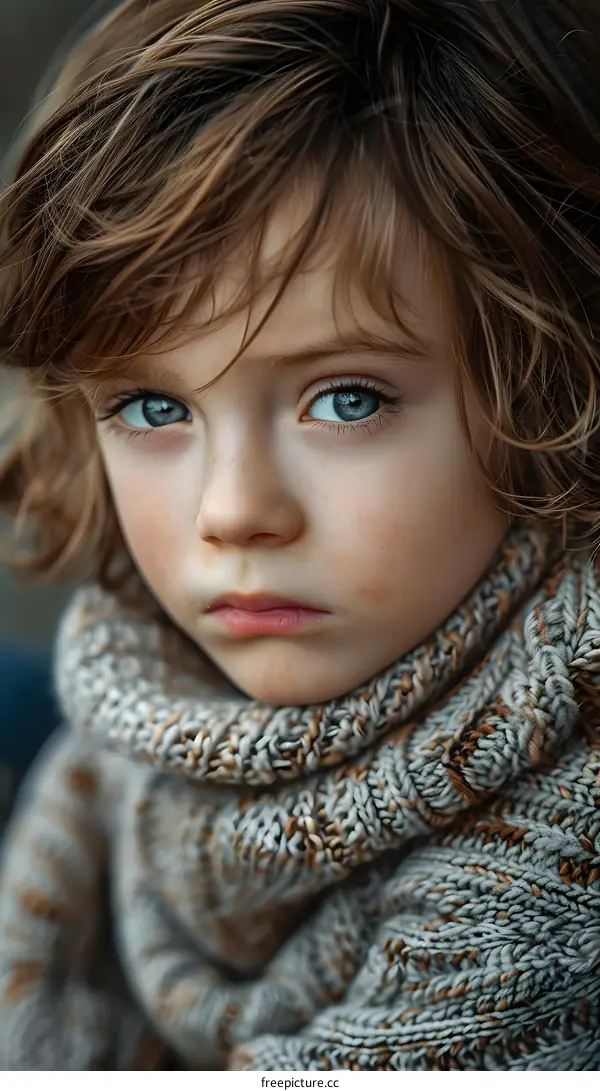 Portrait of a beautiful child with blue eyes