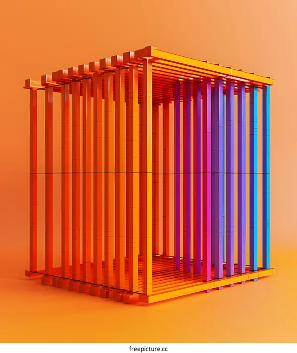 Abstract Colorful Geometric Structure, Orange Background