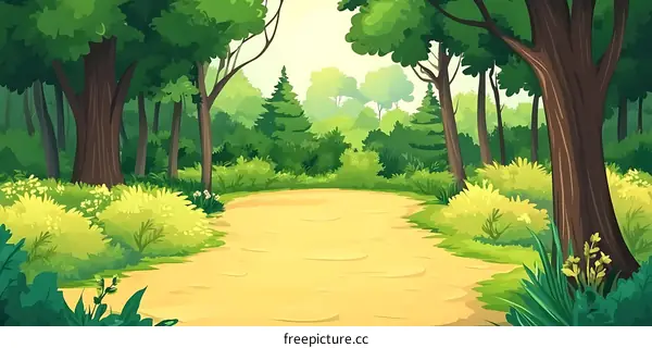 Green Forest Path Illustration