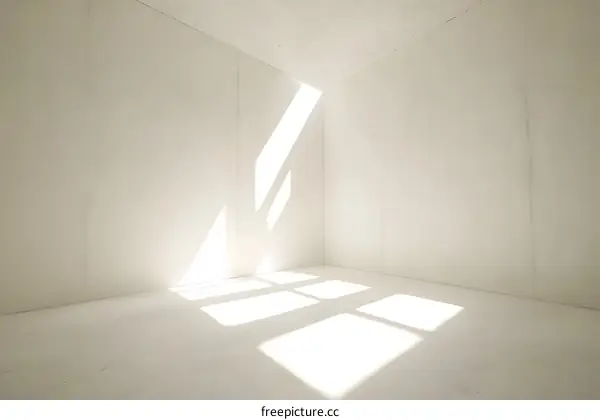 Minimalist Empty White Room with Sunlight Through Window