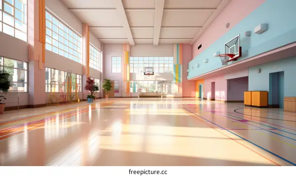 Bright and Colorful Elementary School Gymnasium