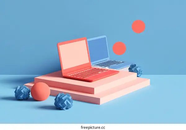 Colorful Laptop Illustration on a Modern Display