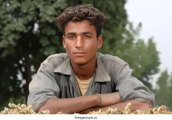 Portrait of a Young Man in Rural Setting