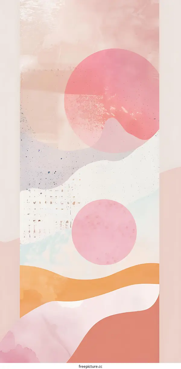 Abstract Watercolor Background with Pastel Colors and Geometric Shapes
