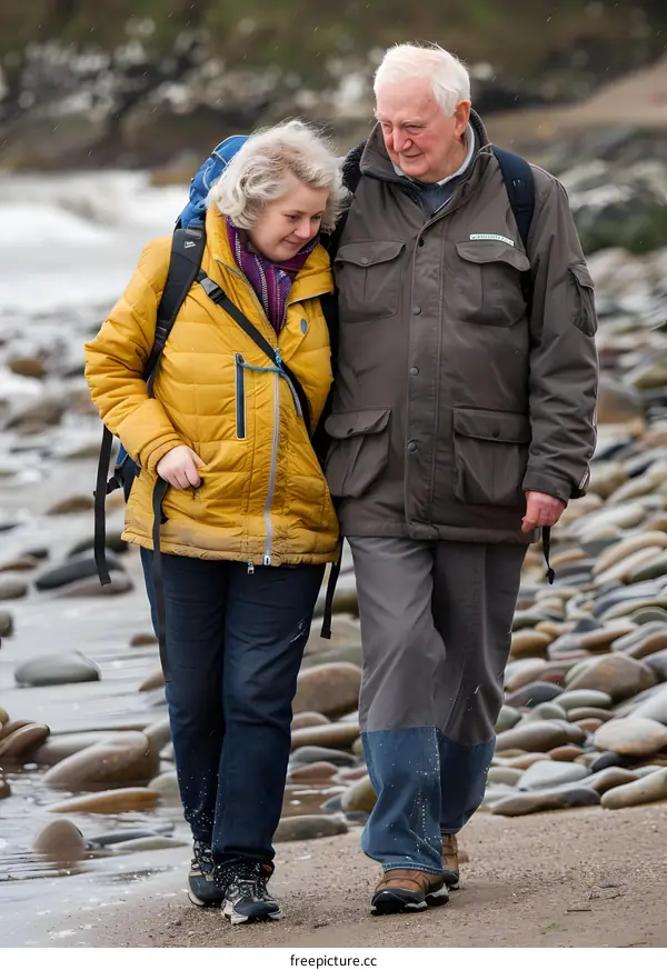 Couple Walking on a Beach
