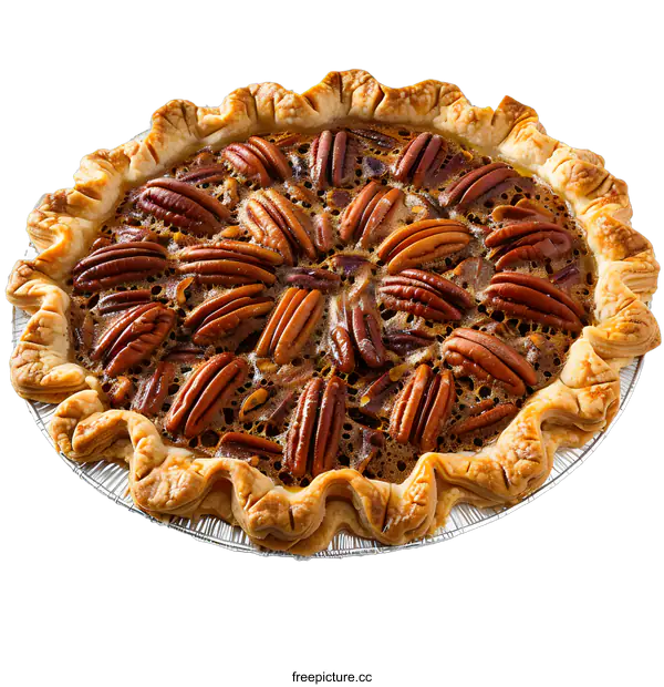 [Transparent Background PNG]A delicious pecan pie with a flaky crust.