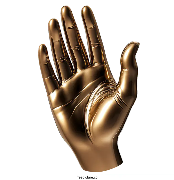 [Transparent Background PNG]Golden Hand Sculpture Illustration
