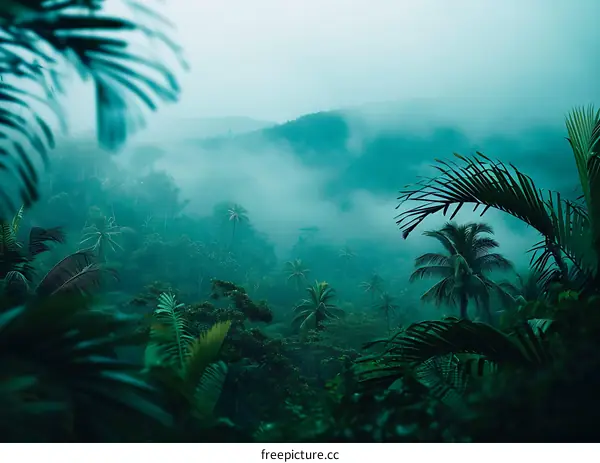 Tropical Rainforest Foggy Landscape