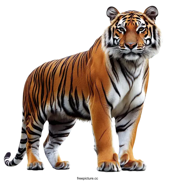 [Transparent Background PNG]Majestic Tiger Portrait Against White Background