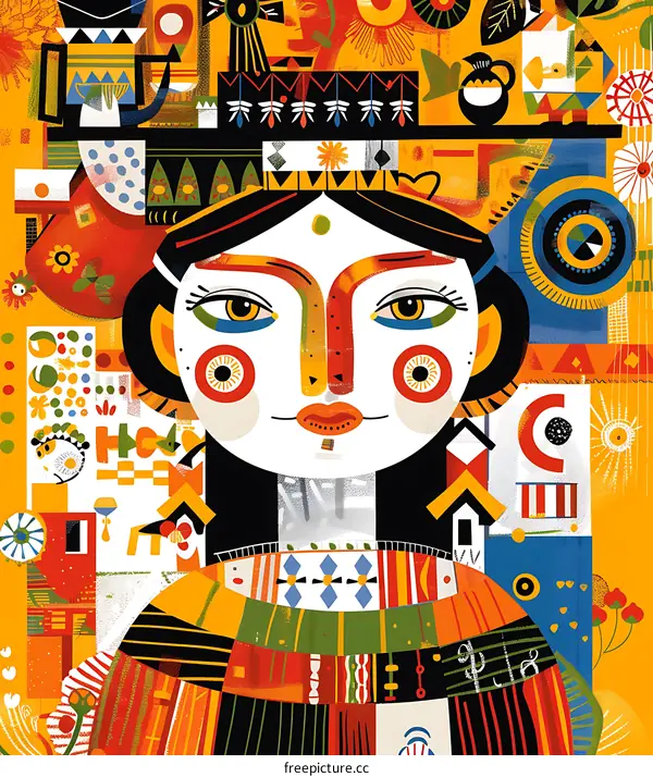 Abstract Illustration of a Woman with Geometric Patterns