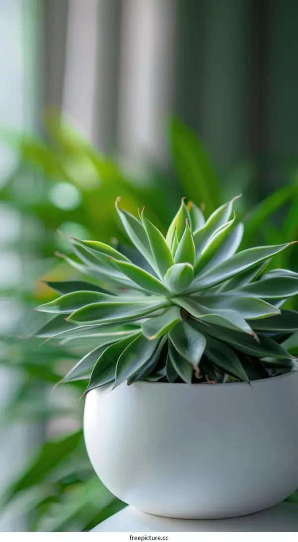 Aeonium arboreum Houseplant in a White Container