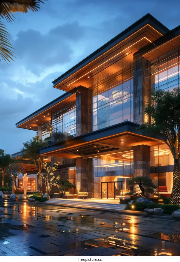 Modern Architectural Exterior at Night