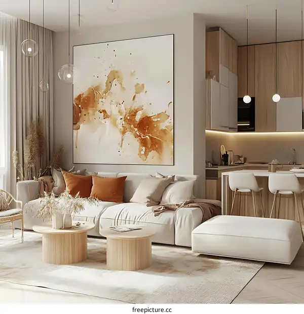 Modern Living Room with Abstract Art