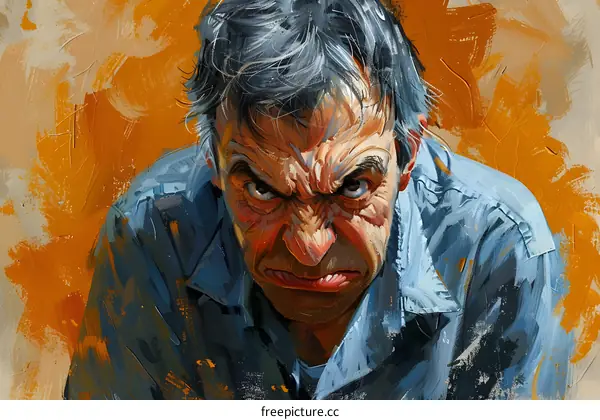 Angry Man Portrait Digital Art Painting