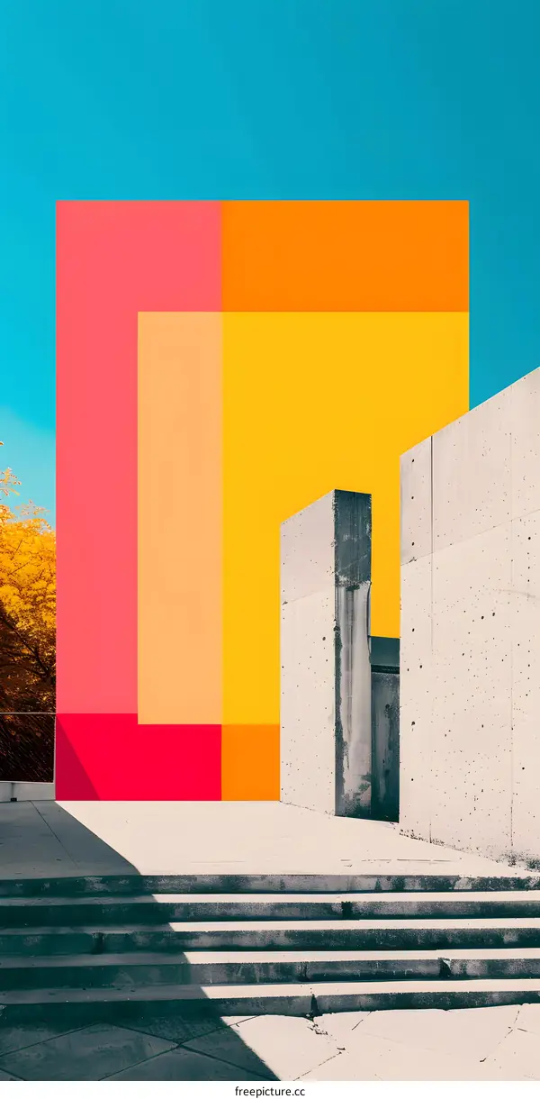 Colorful Geometric Shapes and Concrete Walls
